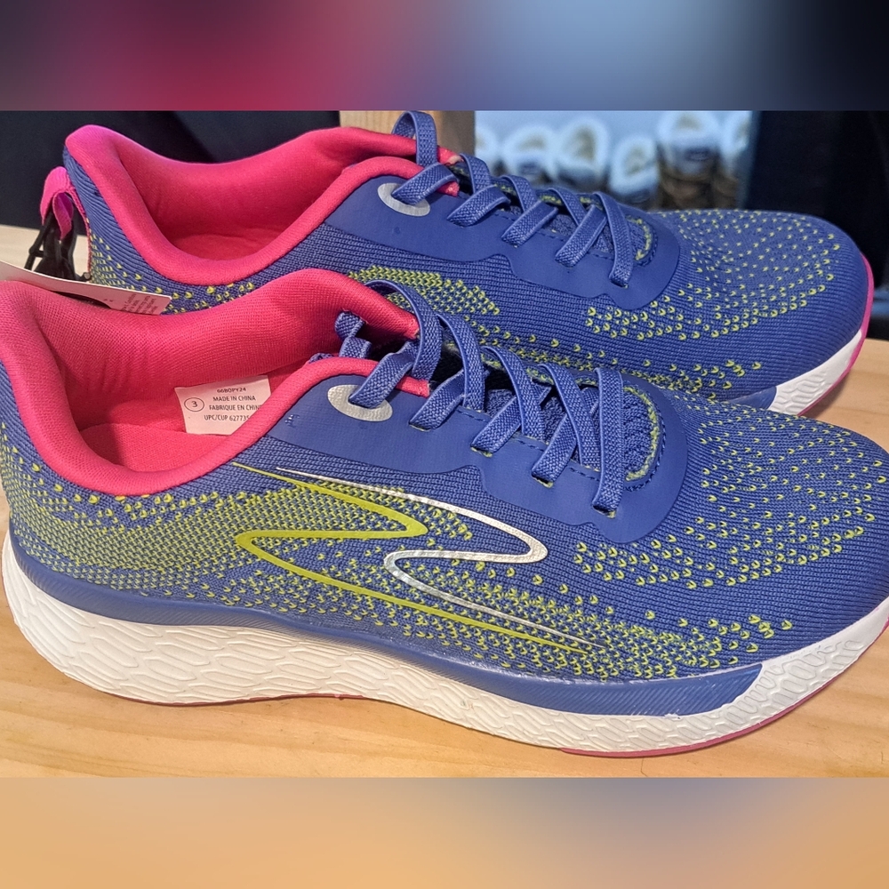 New Athletic Works Memory Foam Stylish Blue and Pink Girl's Sneakers